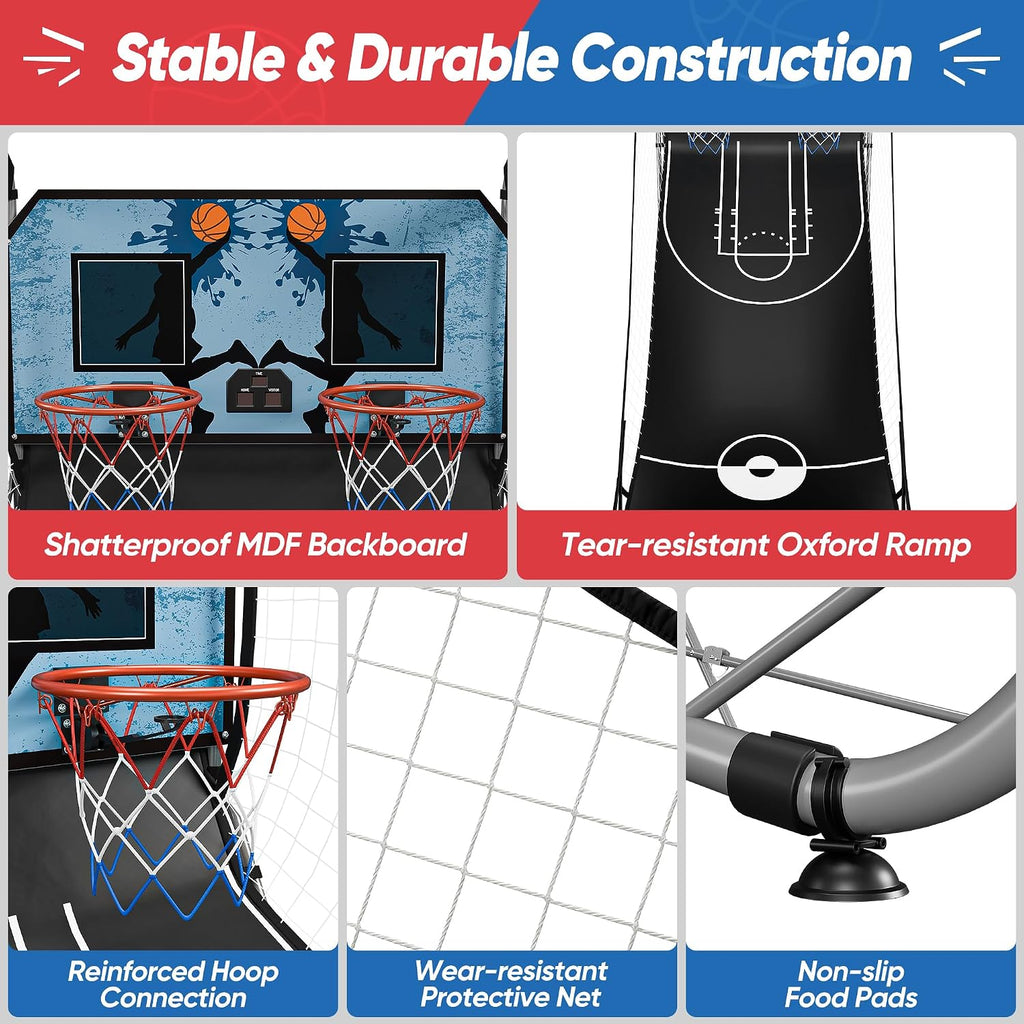 Nova Microdermabrasion Foldable Indoor Basketball Arcade Game Double Shot 2 Player W/ 4 Balls, Electronic Scoreboard and Inflation Pump