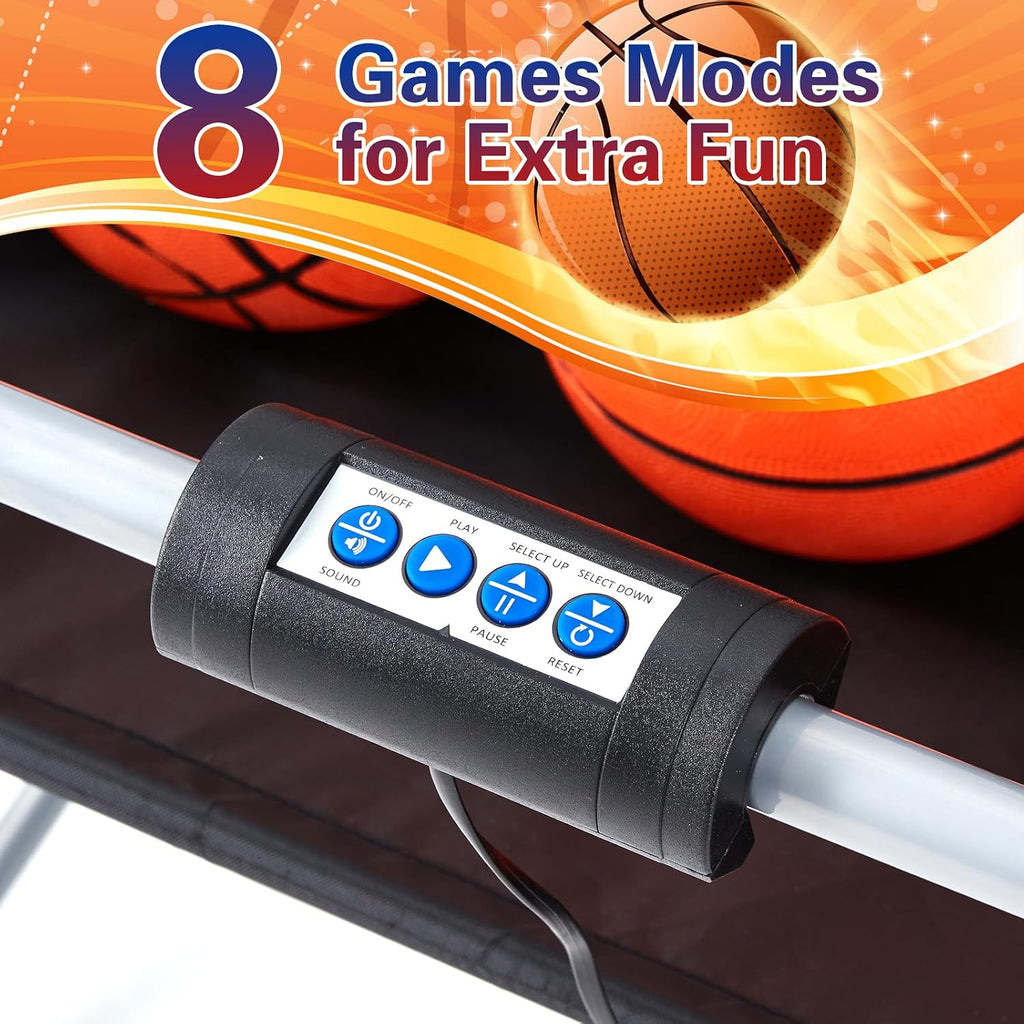 Arcade Basketball Game, Dual Shot Electronic Basketball Game with 8 Game Modes, LCD Score Display, and 4 Rubber Balls, Indoor Basketball Arcade Game for Home