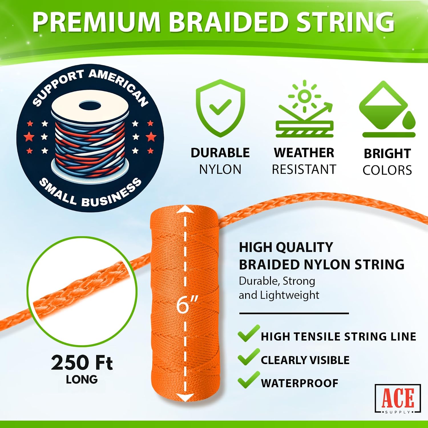 Orange Mason Line String Line - 144 Roll Pack - #18 Braided Nylon String - 250 Ft Length Per Roll - Nylon Twine for Gardening Or Masonry Tools - Perfect Construction String for A String Level