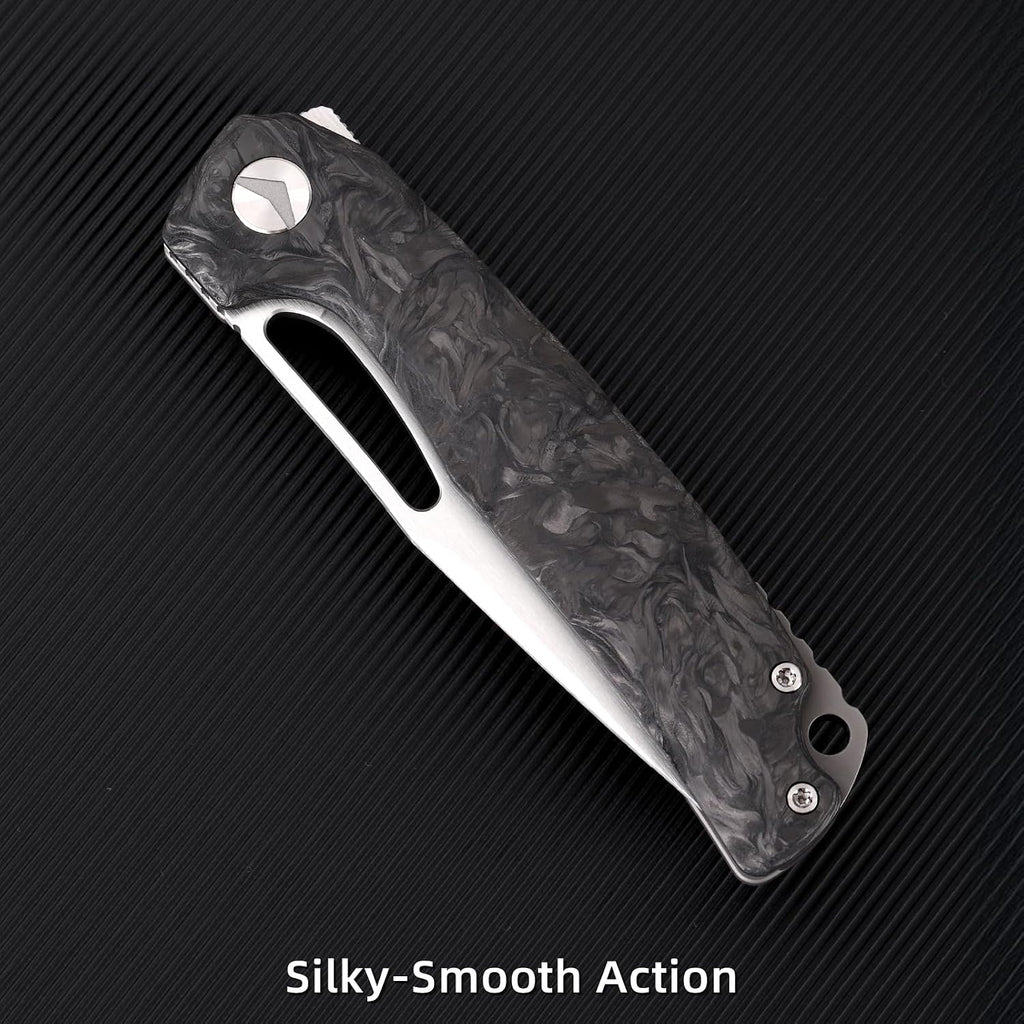 Pocket Knife, 3.5' M390 Blade Folding Knife Hunting Knife Survival Knife with Pocket Clip, EDC Knives for Hunting Camping Survival Outdoor Fishing Hiking (Black&Grey)