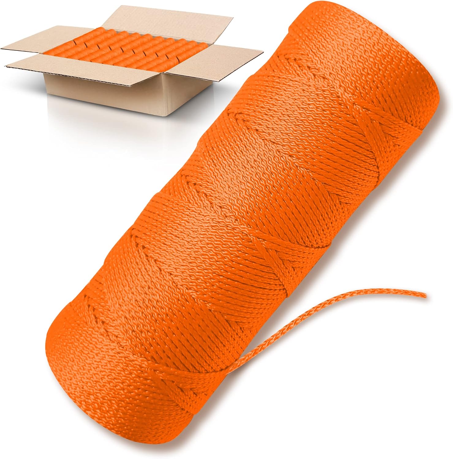 Orange Mason Line String Line - 144 Roll Pack - #18 Braided Nylon String - 250 Ft Length Per Roll - Nylon Twine for Gardening Or Masonry Tools - Perfect Construction String for A String Level