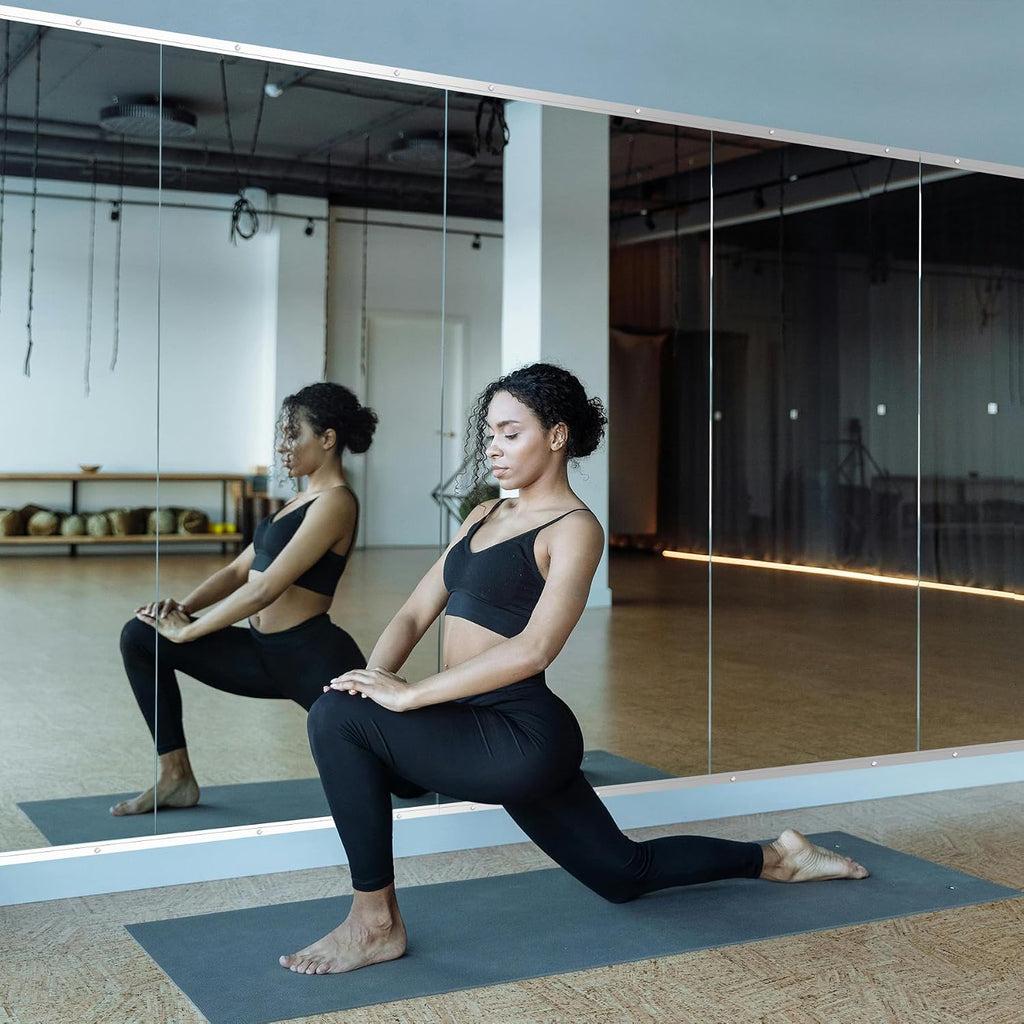 Ruomeng Home Gym Mirror, 48''x28''x2PCS Full Length, Large Frameless Body Mirror Tempered Glass for Gym, Workout, Yoga, Garage, Dance Studio