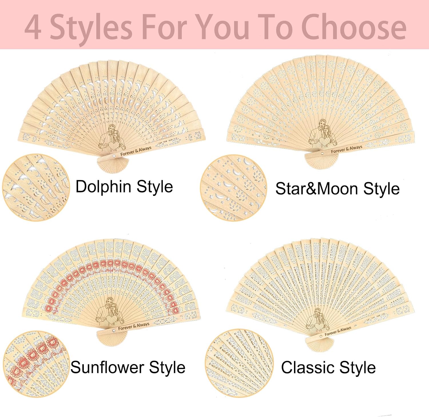 Personalized Wedding Fans Custom Engraved Wedding Party Favors with Photo Bulk 100 Wooden Folding Hand Fan Customized Souvenirs for Guests Him 100pcs