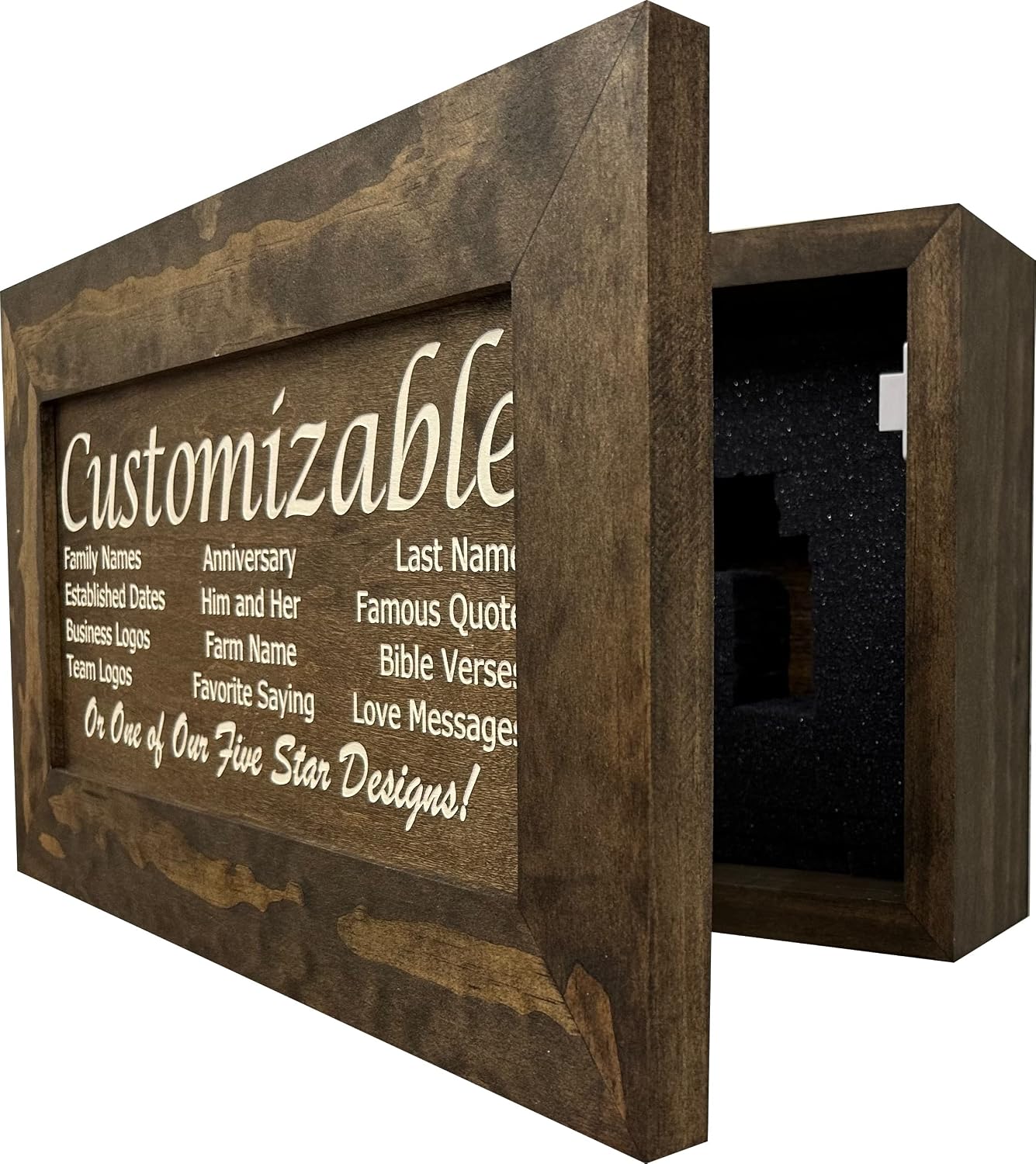 Bellewood Designs Customizable Gun Cabinet Wall Decoration - Personalized Gun Safe To Securely Store Your Gun In Plain Sight