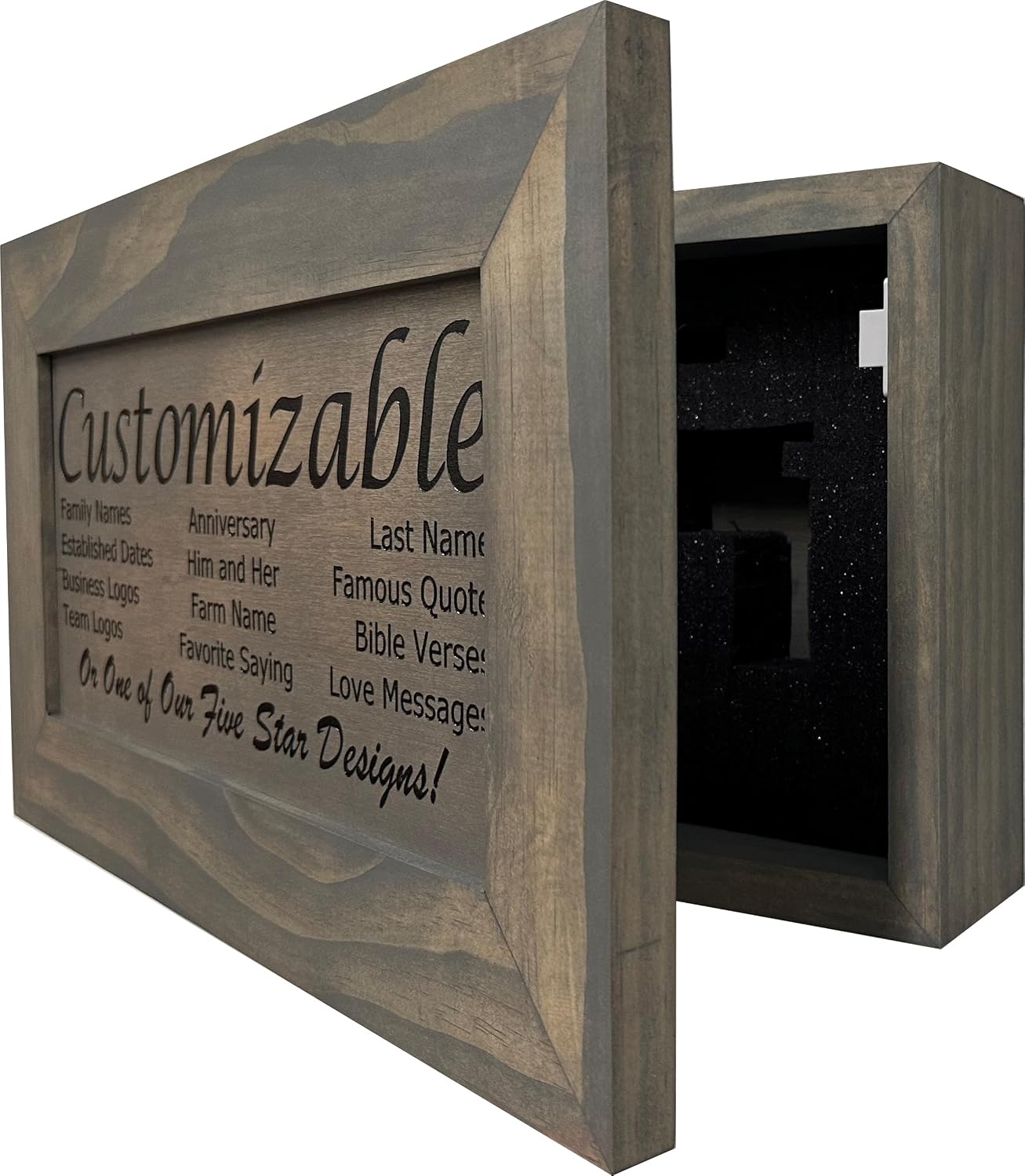 Bellewood Designs Customizable Gun Cabinet Wall Decoration - Personalized Gun Safe To Securely Store Your Gun In Plain Sight