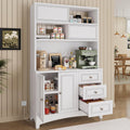 BLANKSPACE 71' Tall Kitchen Pantry Cabinet with Microwave Shelf Built-in Charging Station, Sliding Door Cabinet with Drawer Storage Organizer/Adjustable Shelves for Dining Room, Living Room