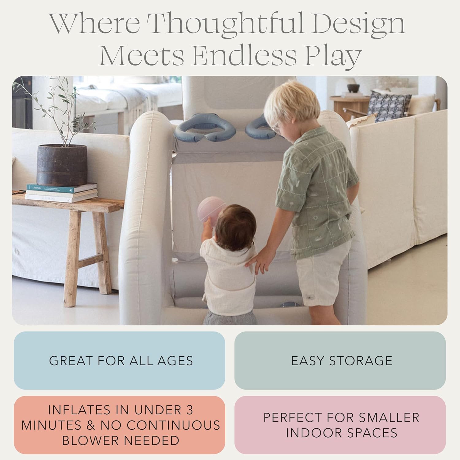 PLAYSMOL Mini Dual Shot - Mini Indoor Inflatable Basketball Hoop, Dual Basketball Hoop Set for Kids, Children Toys & Gifts, Easy Assemble and Responsibly Made (Neutral)