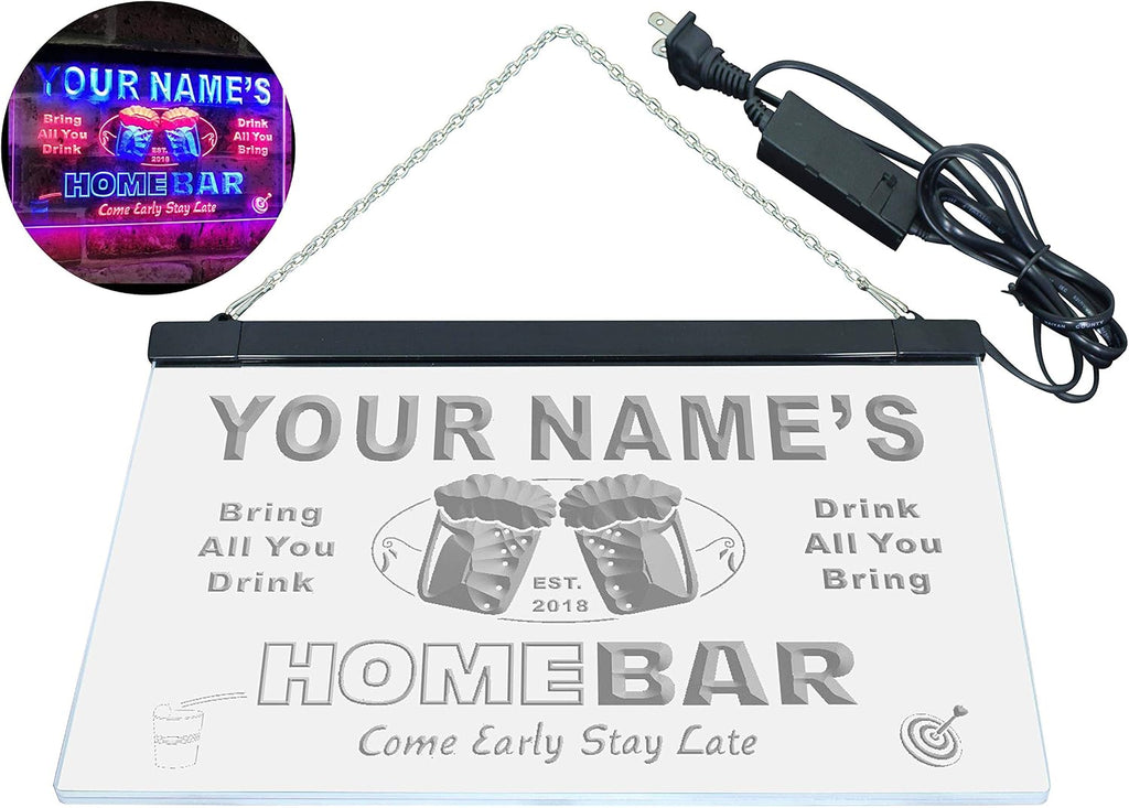 ADVPRO Personalized Your Name Custom Home Bar Beer Est. Year Dual Color LED Neon Sign Red & Blue 24 x 16 Inches st6s64-p-tm-rb