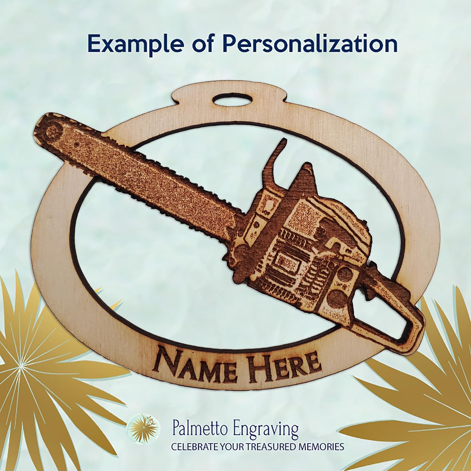 10PK Personalized Chainsaw Christmas Ornament for Christmas Tree, Gifts for Loggers, Lumberjack Ornament, Unique Arborist Gift, Forestry Ornaments, Handmade in The USA