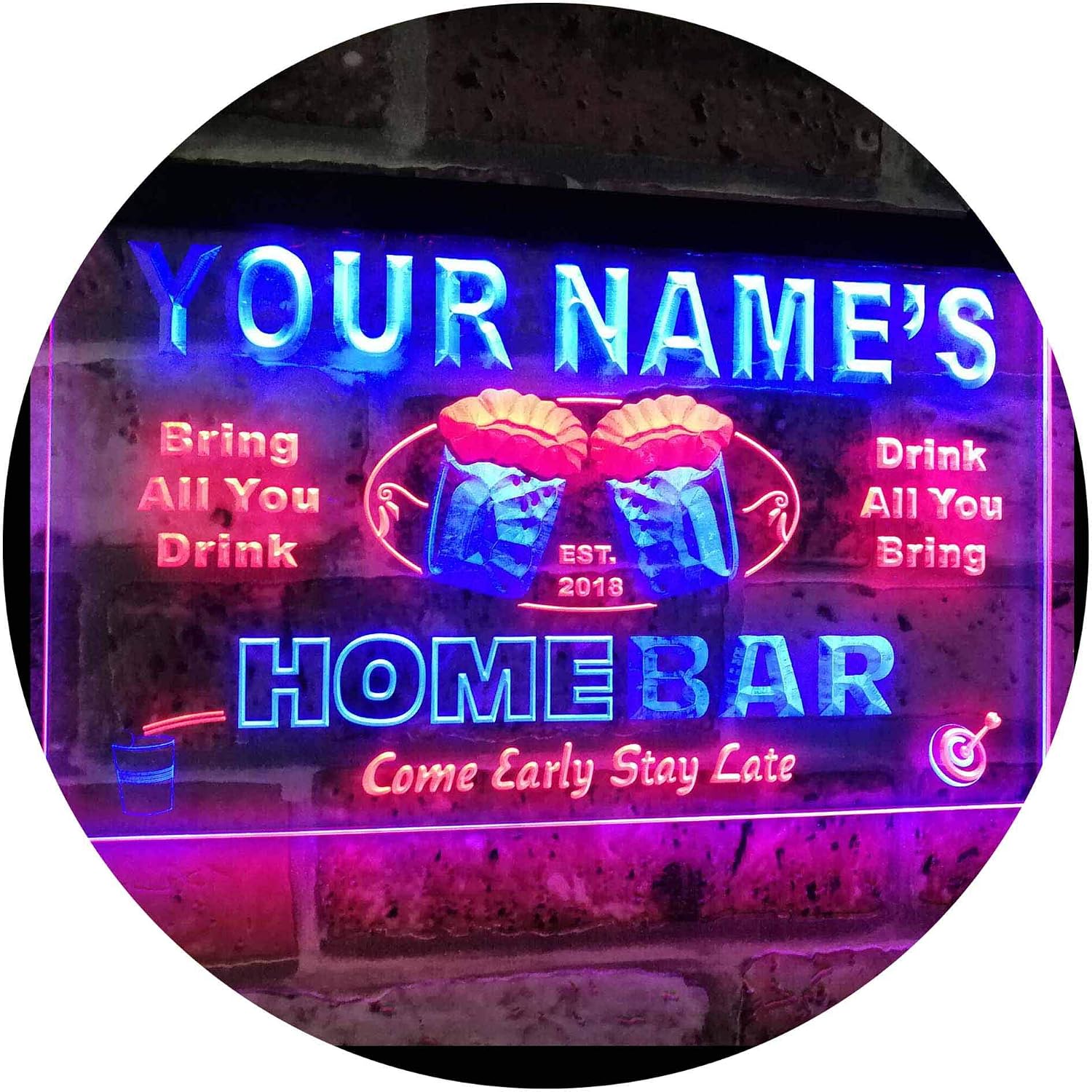 ADVPRO Personalized Your Name Custom Home Bar Beer Est. Year Dual Color LED Neon Sign Red & Blue 24 x 16 Inches st6s64-p-tm-rb