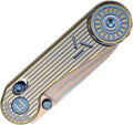 Hightron EdgePlay Premium Fidget Knife 2.64' Copper Damascus Blade and Titanium Handle Thumb Stud Opener and Axis-Lock Pocket Knife with Pocket Clip For Men Women Camping Hiking Gold