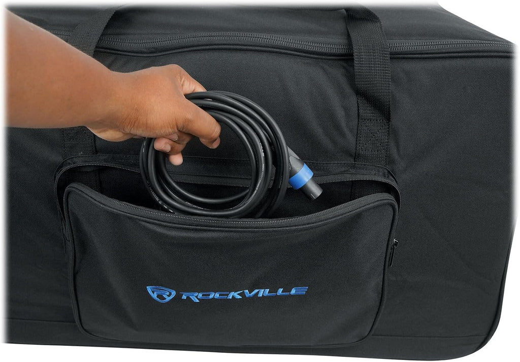 Rockville Bundle - 2 Items SB15 v2 Rolling Travel Bags+Wheels 4 Most 15' DJ PA Speakers+Stands