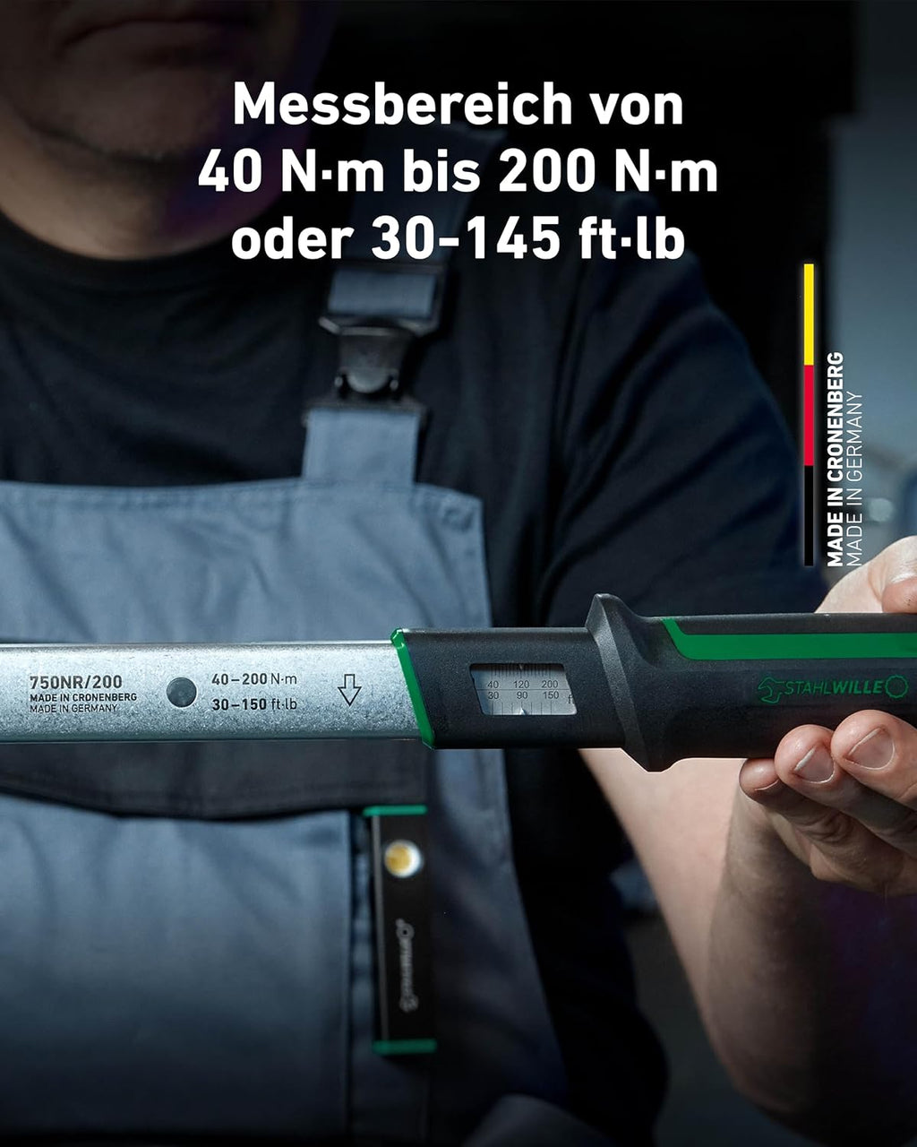STAHLWILLE 750NR/200 Torque Wrench 40-200 N·m with 1/2 Inch Reversible Ratchet with Certificate Made in Germany