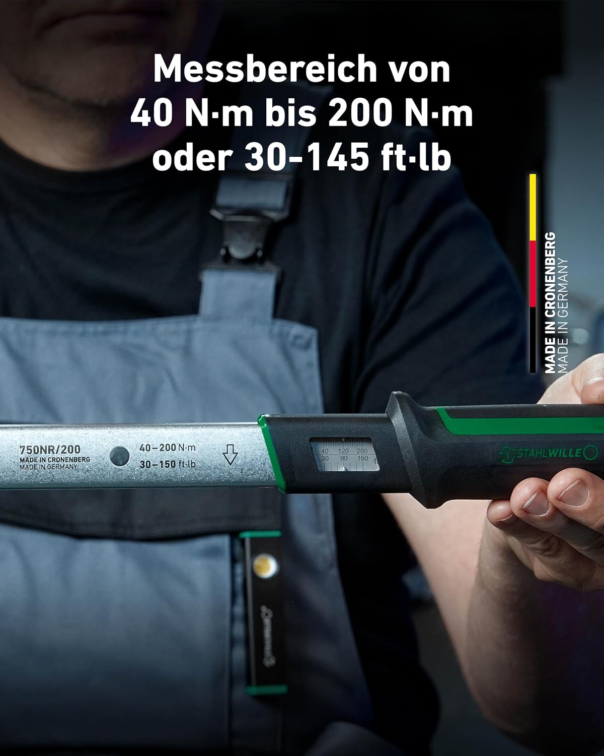 STAHLWILLE 750NR/200 Torque Wrench 40-200 N·m with 1/2 Inch Reversible Ratchet with Certificate Made in Germany