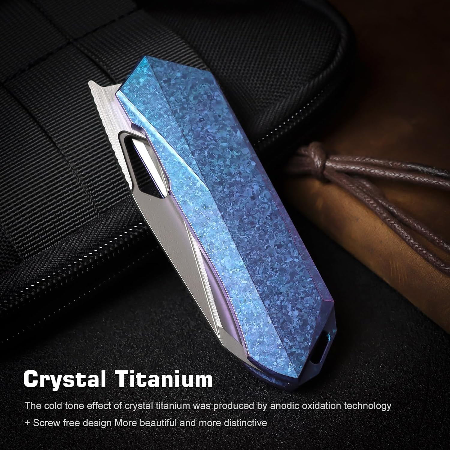 REMETTE RT-Woodpecker Folding Pocket Knife M390 Blade Titanium Handle (Blue)