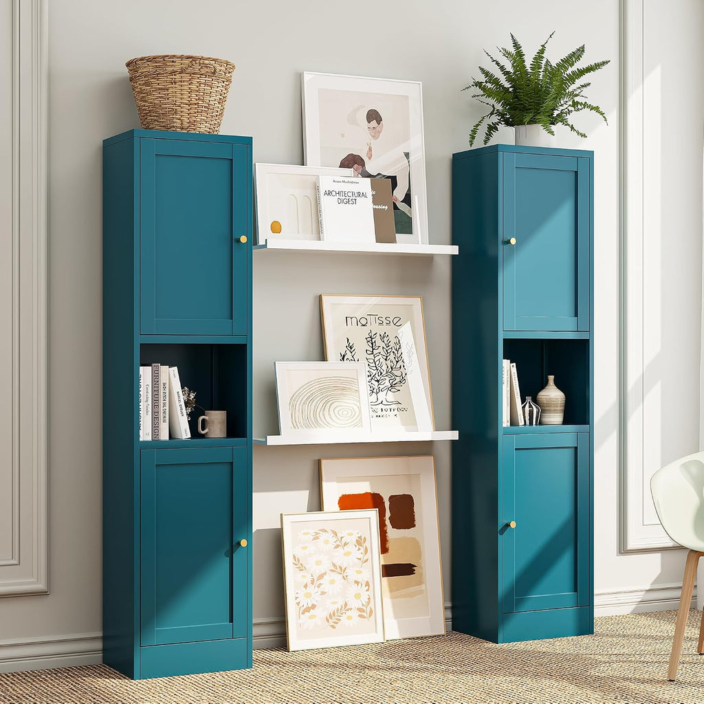 Bevivog Metal Kitchen Pantry Cabinet for Small Space, 67' Tall Storage Cabinets with 2 Doors and Adjustable Shelves, Freestanding Narrow Bathroom Cabinet, 15.7' W Slim Pantry