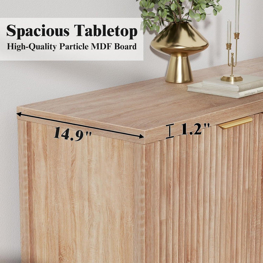 Sideboard Buffet Cabinet Set of 3, 31' Storage Cabinet with 2 Doors and Adjustable Shelves, Sideboard Console for Dinning Room, Kitchen and Living Room - Oak