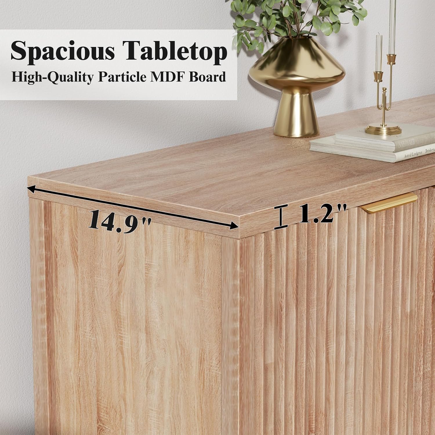 Sideboard Buffet Cabinet Set of 3, 31' Storage Cabinet with 2 Doors and Adjustable Shelves, Sideboard Console for Dinning Room, Kitchen and Living Room - Oak