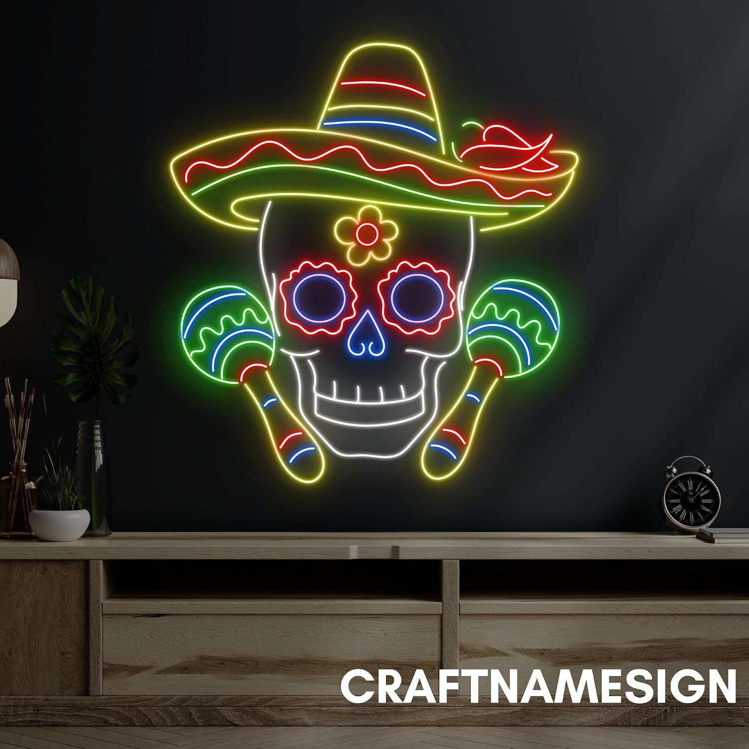 craftnamesign Skull Mexico Neon Sign, Skull Mexico Led Sign, Custom Neon Sign, Mexico Restaurant Neon, Mexican Culture Lover Gifts, Mexican Skull Wall Art