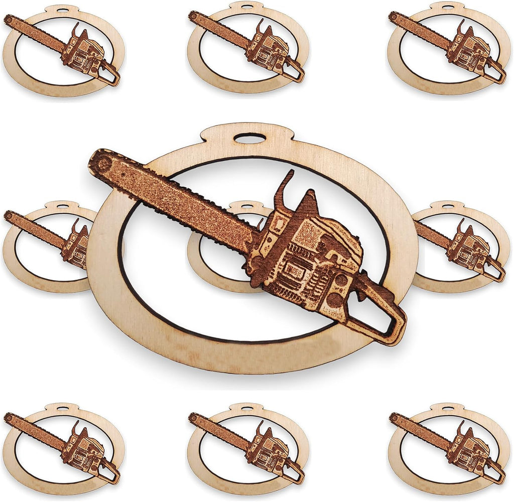 10PK Personalized Chainsaw Christmas Ornament for Christmas Tree, Gifts for Loggers, Lumberjack Ornament, Unique Arborist Gift, Forestry Ornaments, Handmade in The USA