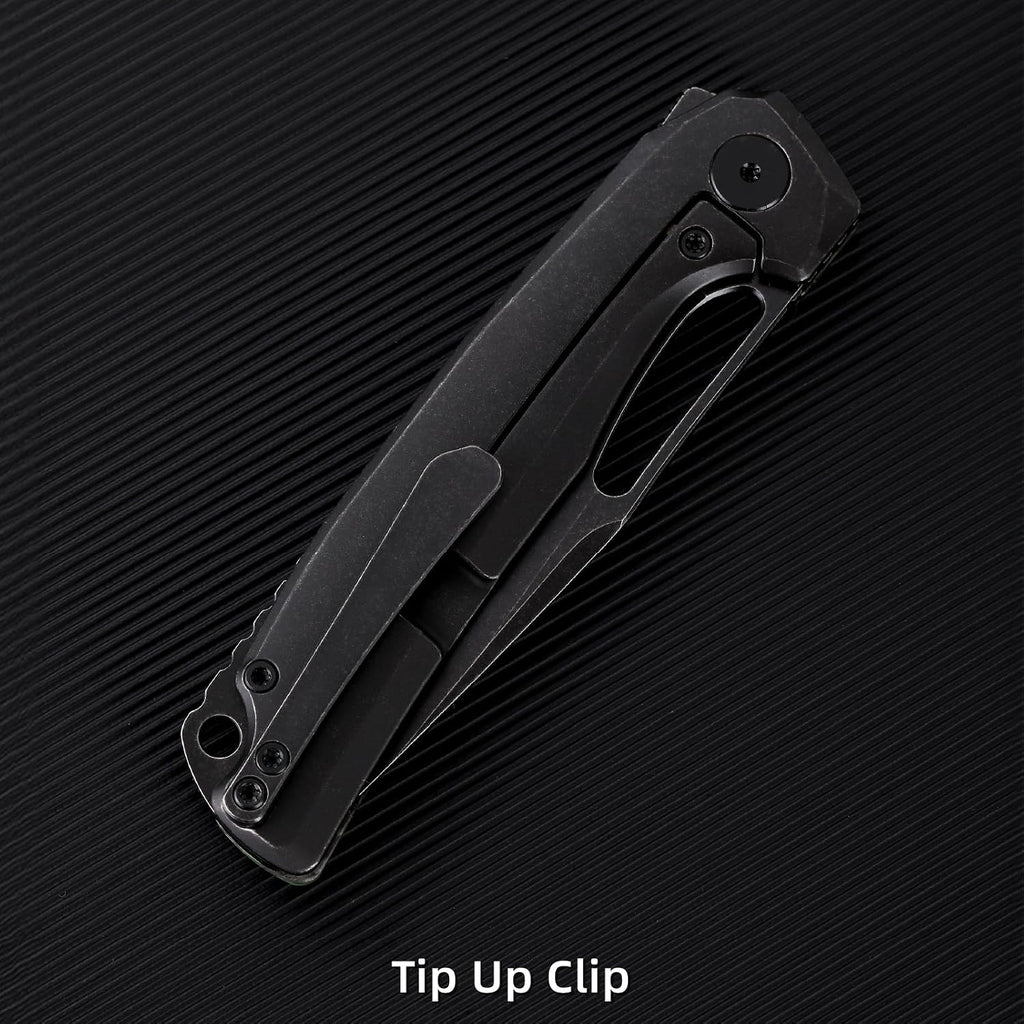 Pocket Knife, 3.5' M390 Blade Folding Knife Hunting Knife Survival Knife with Pocket Clip, EDC Knives for Hunting Camping Survival Outdoor Fishing Hiking (Black&Green)