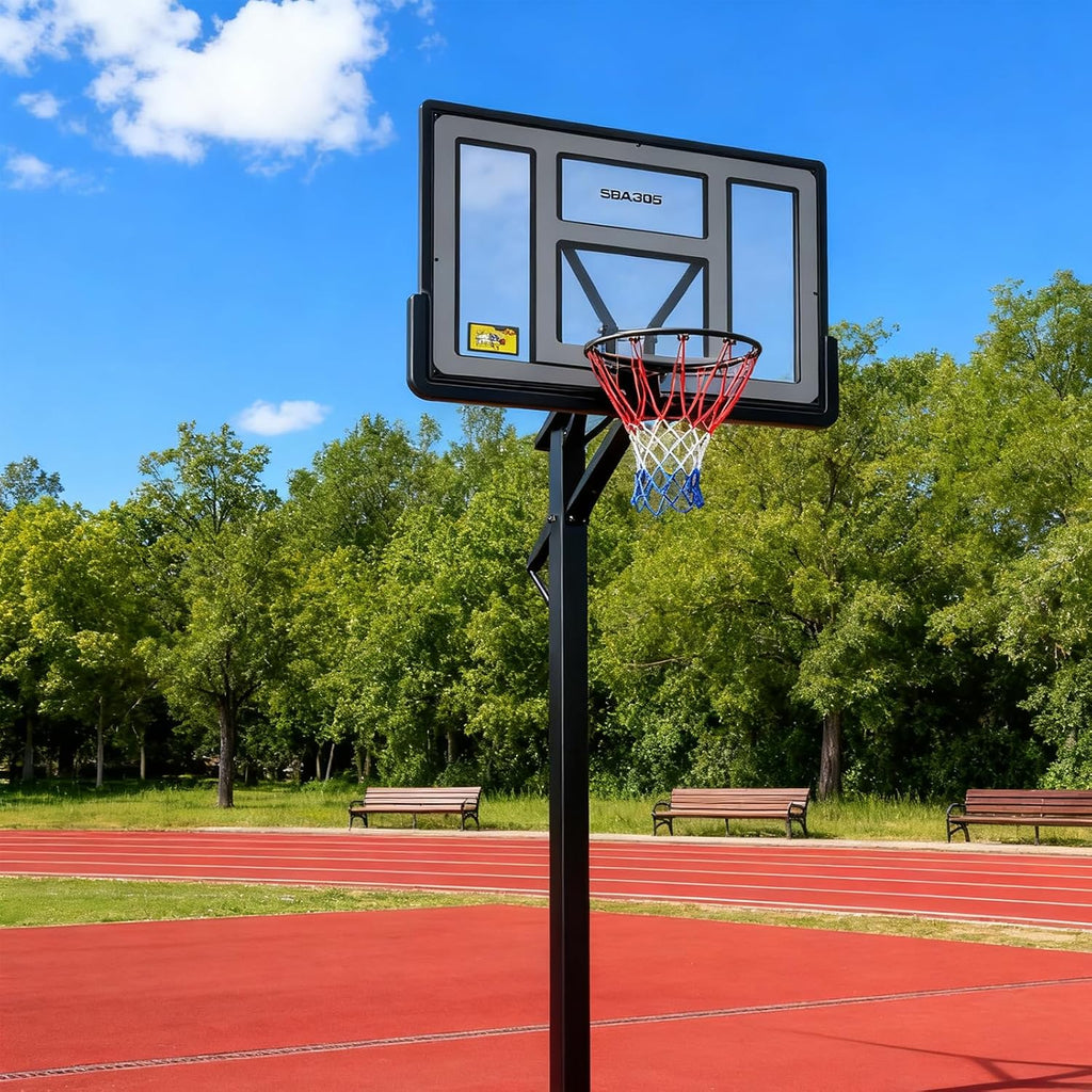 Basketball Backboard and Rim Combo, Indoor Outdoor Pole Mount Basket Ball Hoop with Adjustable Basket Ball Goal PET Backboard, Wall Mounted Basketball Rack & Mounting Bracket Hoop,Over-The-Door Hoops