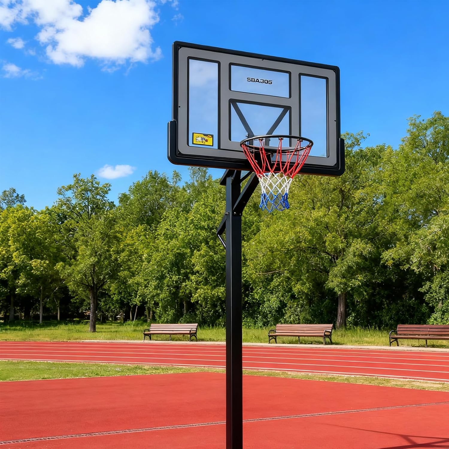 Basketball Backboard and Rim Combo, Indoor Outdoor Pole Mount Basket Ball Hoop with Adjustable Basket Ball Goal PET Backboard, Wall Mounted Basketball Rack & Mounting Bracket Hoop,Over-The-Door Hoops