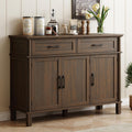 ONBRILL 48 Inch Buffet Cabinet with Storage, Farmhouse Sideboard Buffet w/2 Drawers and 3 Doors, Wood Coffee Bar Cabinet with Adjustable Shelves, Sideboard Storage for Kitchen, Living Room, Brown