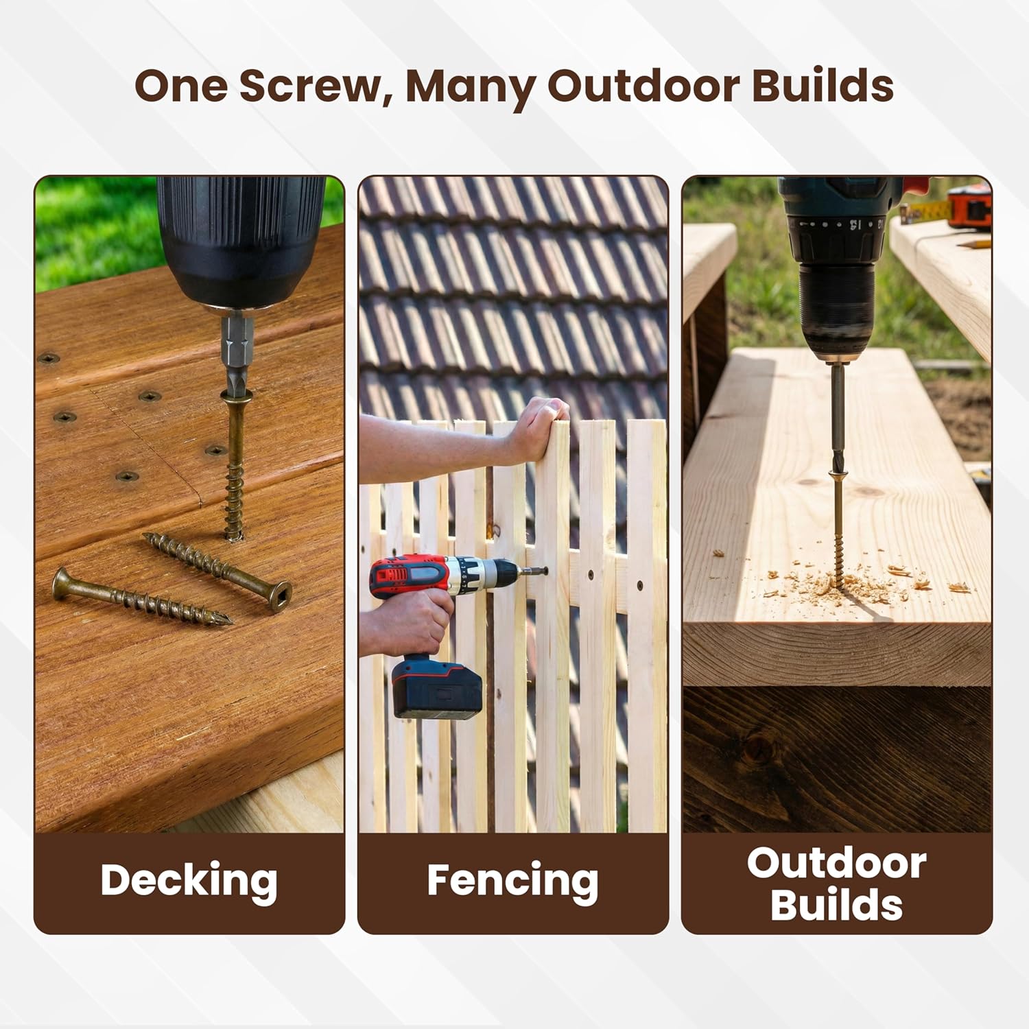 #8 x 2 Deck Screws, Square Drive Bugle Head, Brown Ceramic Ruspert Coated Exterior Wood Screws for Pressure Treated Lumber, Corrosion Resistant, 4000 Piece Contractor Box