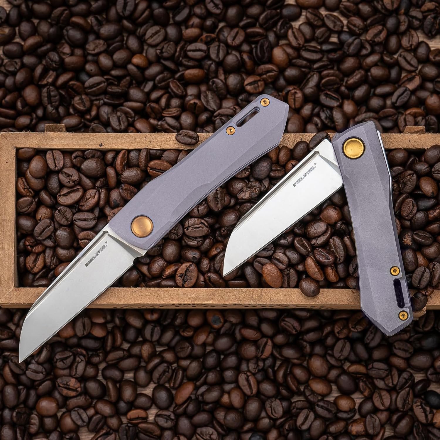 REALSTEEL Solis Slipjoint Folding Pocket Knife - Bohler N690 Satin Blade with Titanium TC4 Handle - Perfect for Camping, and Daily Cutting Tasks - EDC Knife for Men Women (Golden Hardware/Satin)