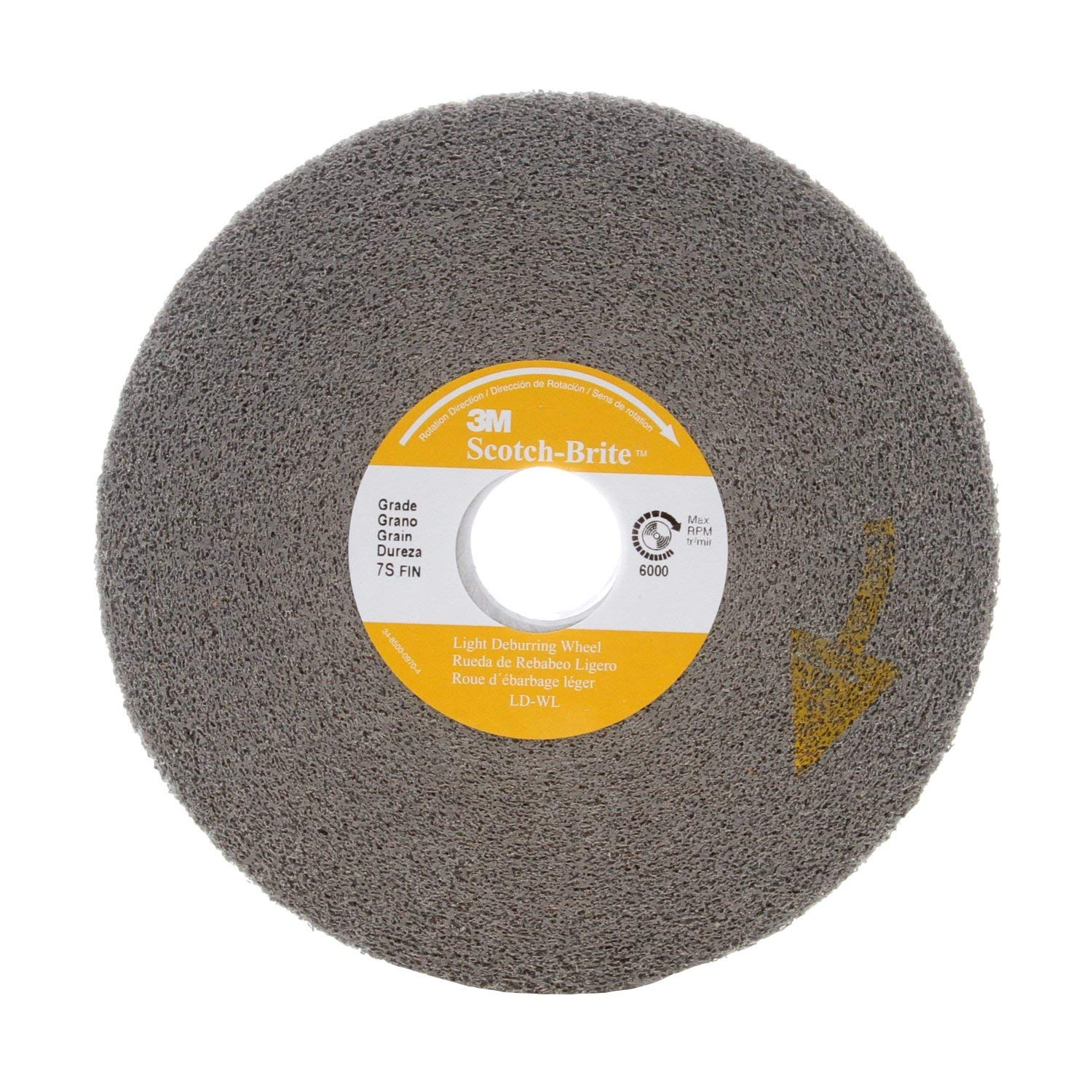 Scotch-Brite Light Deburring Wheel, 6 in x 1 in x 1 in 8S FIN, 3 per case