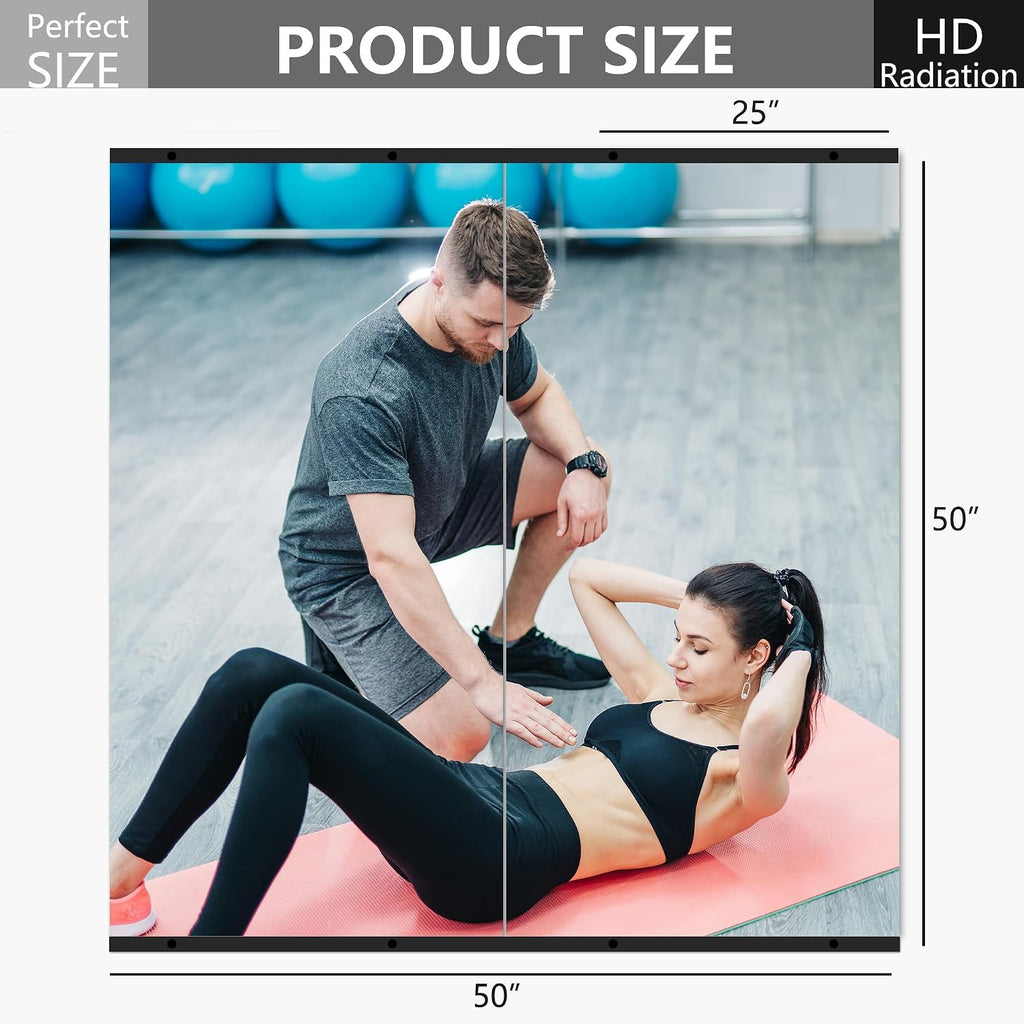 TRAHOME Home Gym Mirror for Wall,48x28x2PCS Full Length,Glass Frameless Body Large Mirror for Home Gym,Workout,Bedroom,Garage(Black)