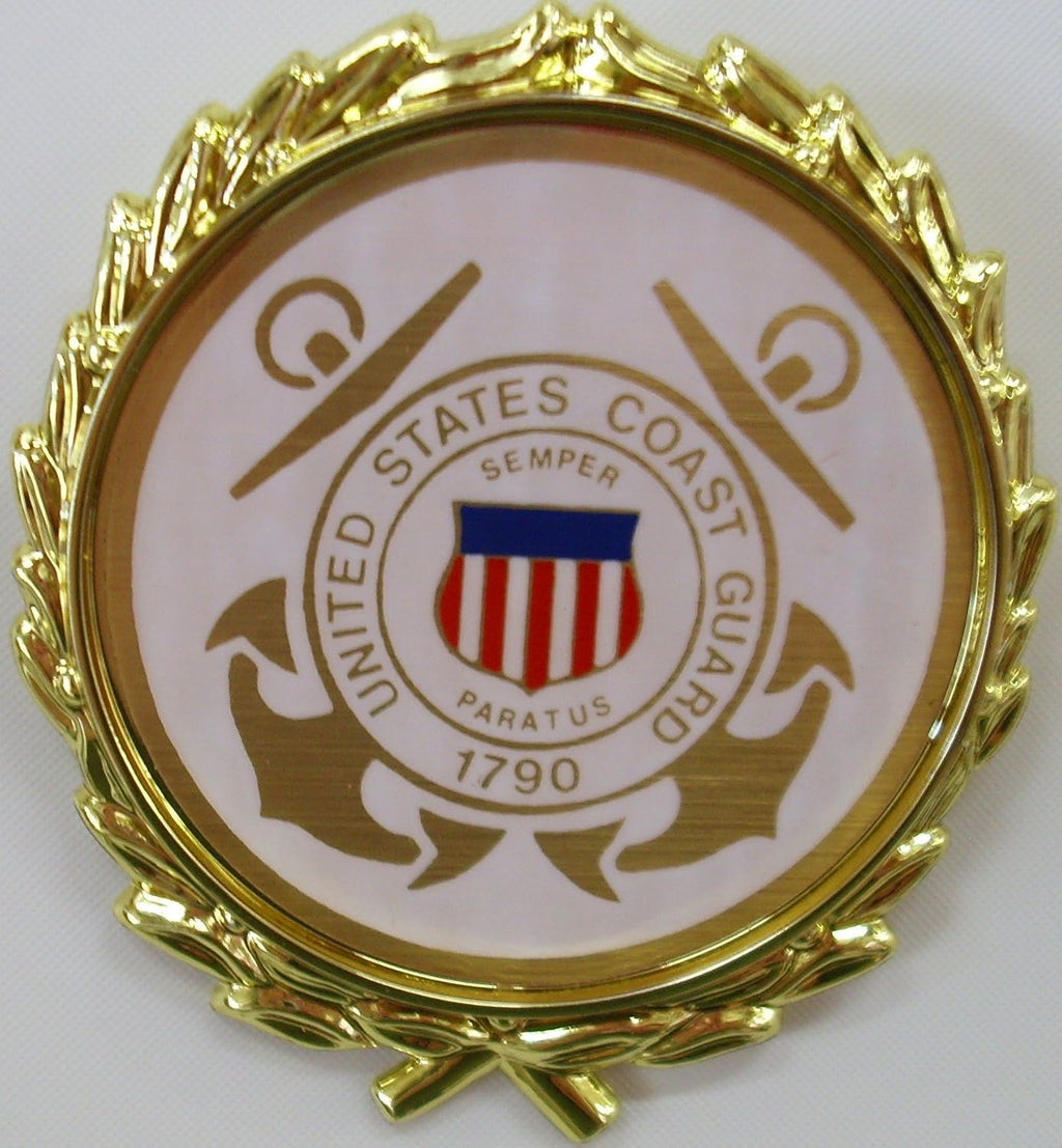 Military Flag, Medals & Awards Display Case - Shadow Box for 3x5 Flag (USCG Emblem / Black Velvet)