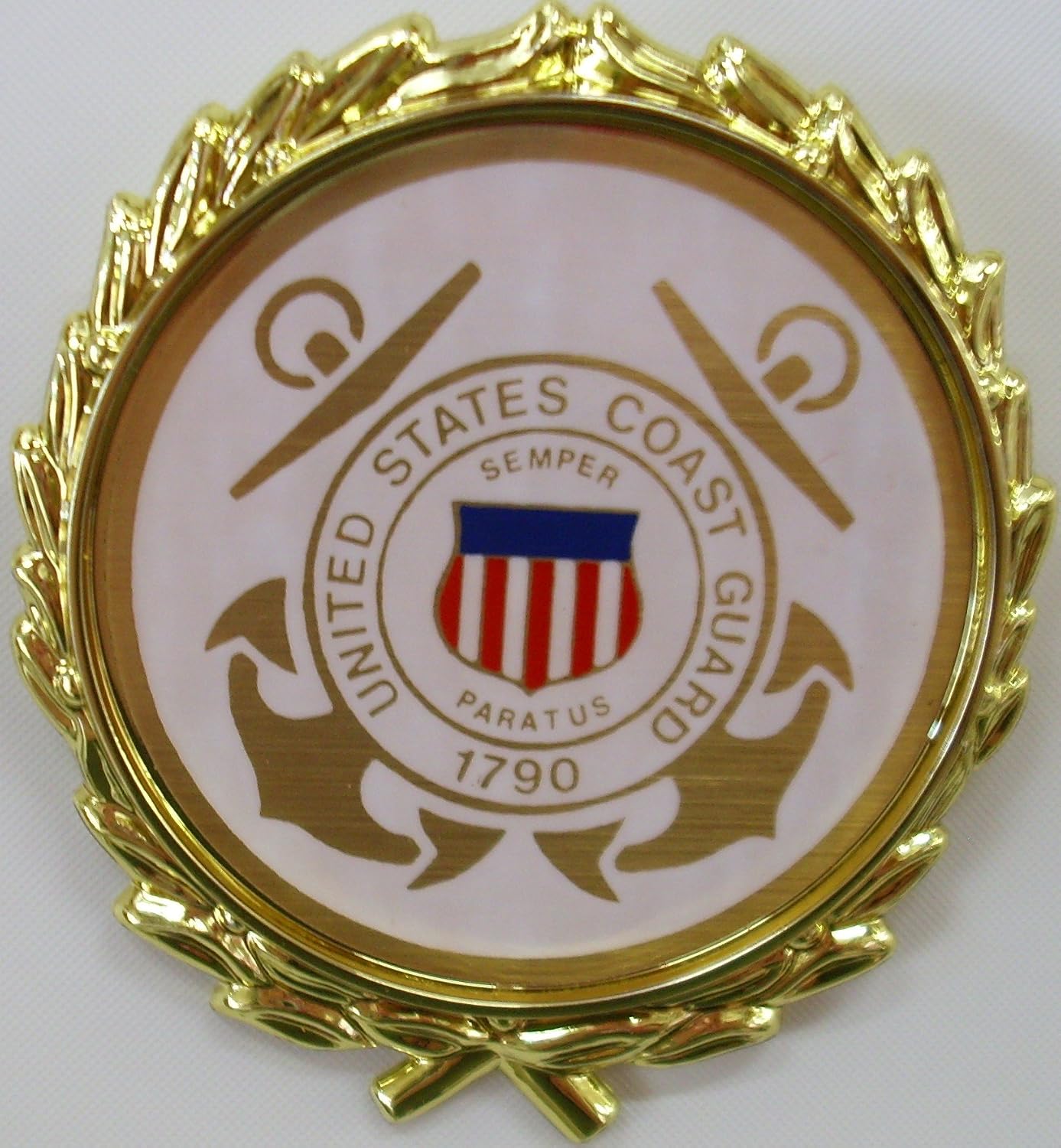 Military Flag, Medals & Awards Display Case - Shadow Box for 3x5 Flag (USCG Emblem / Black Velvet)