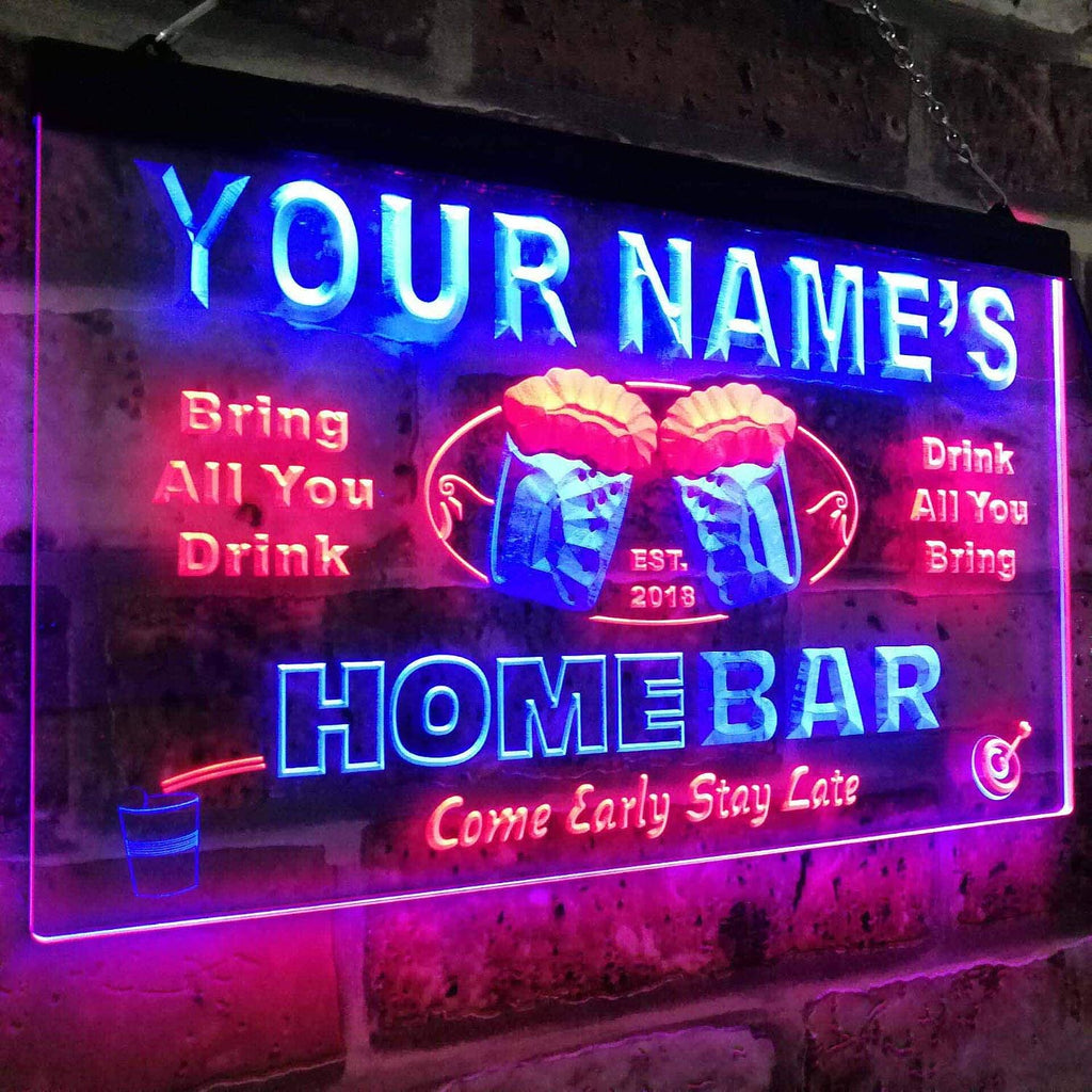ADVPRO Personalized Your Name Custom Home Bar Beer Est. Year Dual Color LED Neon Sign Red & Blue 24 x 16 Inches st6s64-p-tm-rb