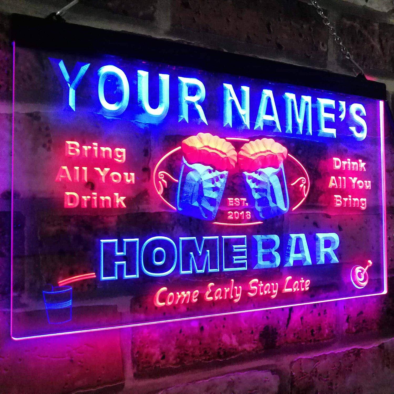 ADVPRO Personalized Your Name Custom Home Bar Beer Est. Year Dual Color LED Neon Sign Red & Blue 24 x 16 Inches st6s64-p-tm-rb