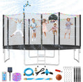 Lyromix Upgraded Trampoline with Lights, Large Outdoor Trampoline with Sprinkler,Basketball Hoop and Net, Capacity for 5-8 Kids and Adults