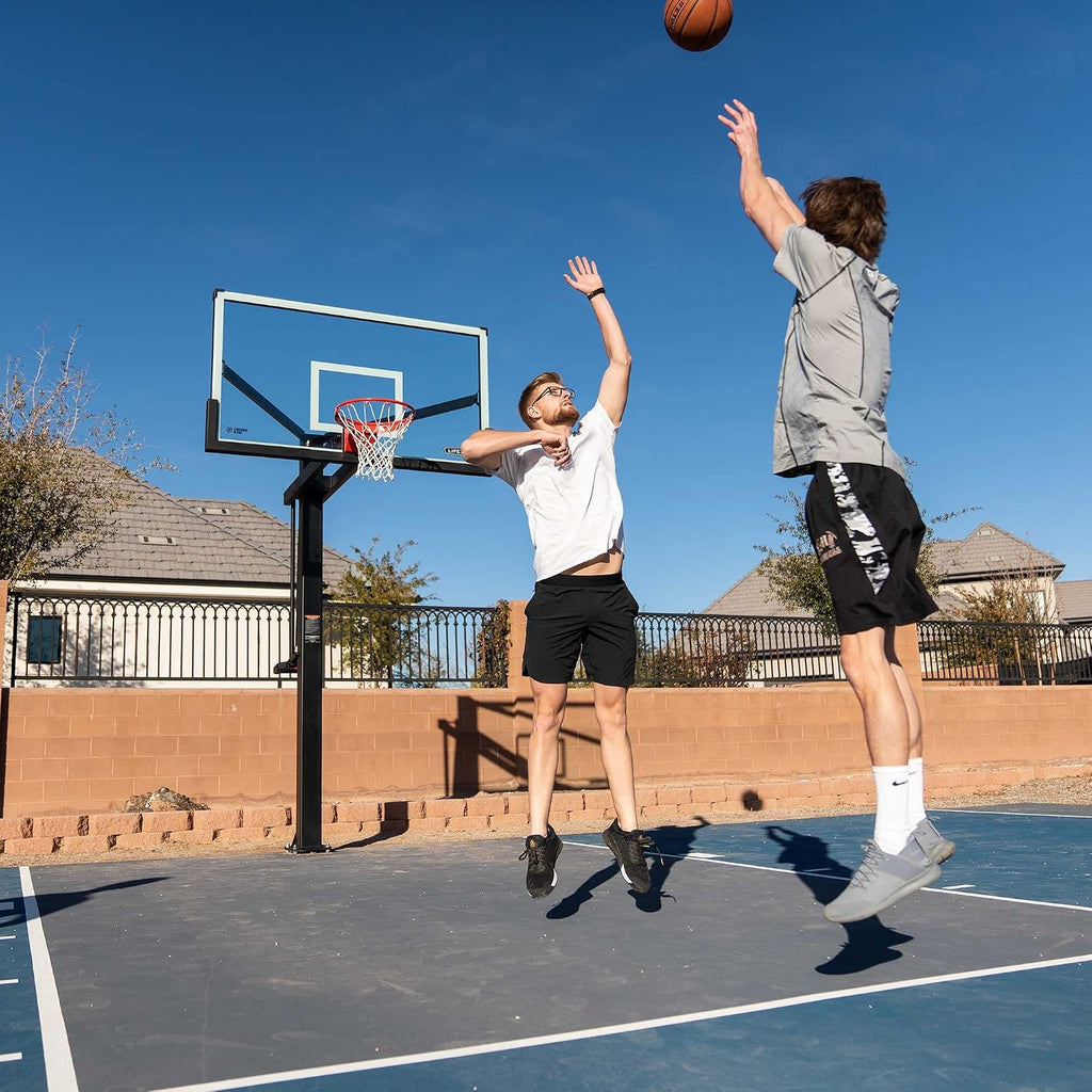 Lifetime 60' Mammoth Deluxe In-Ground Basketball Hoop, Mammoth Lift Adjustable Height, Tempered Glass Backboard Bolt Down System