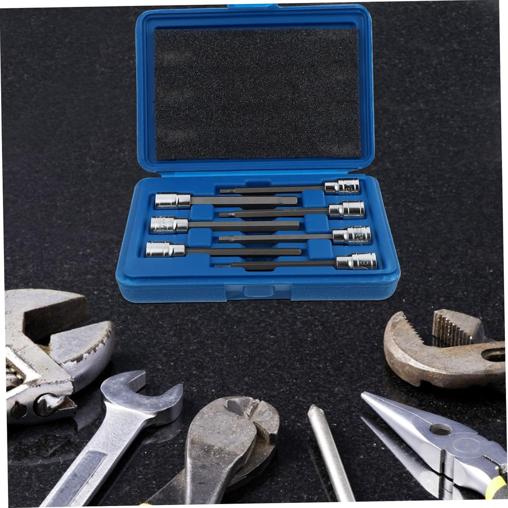 2 Sets Single End Wrench Axlerque Crowfootol 3/8 Hex Extend Bitiple Wrench Extender Adaptor Screws Adjustable Stubby Multi Wrenches Kit Ball 45# Steel Silver