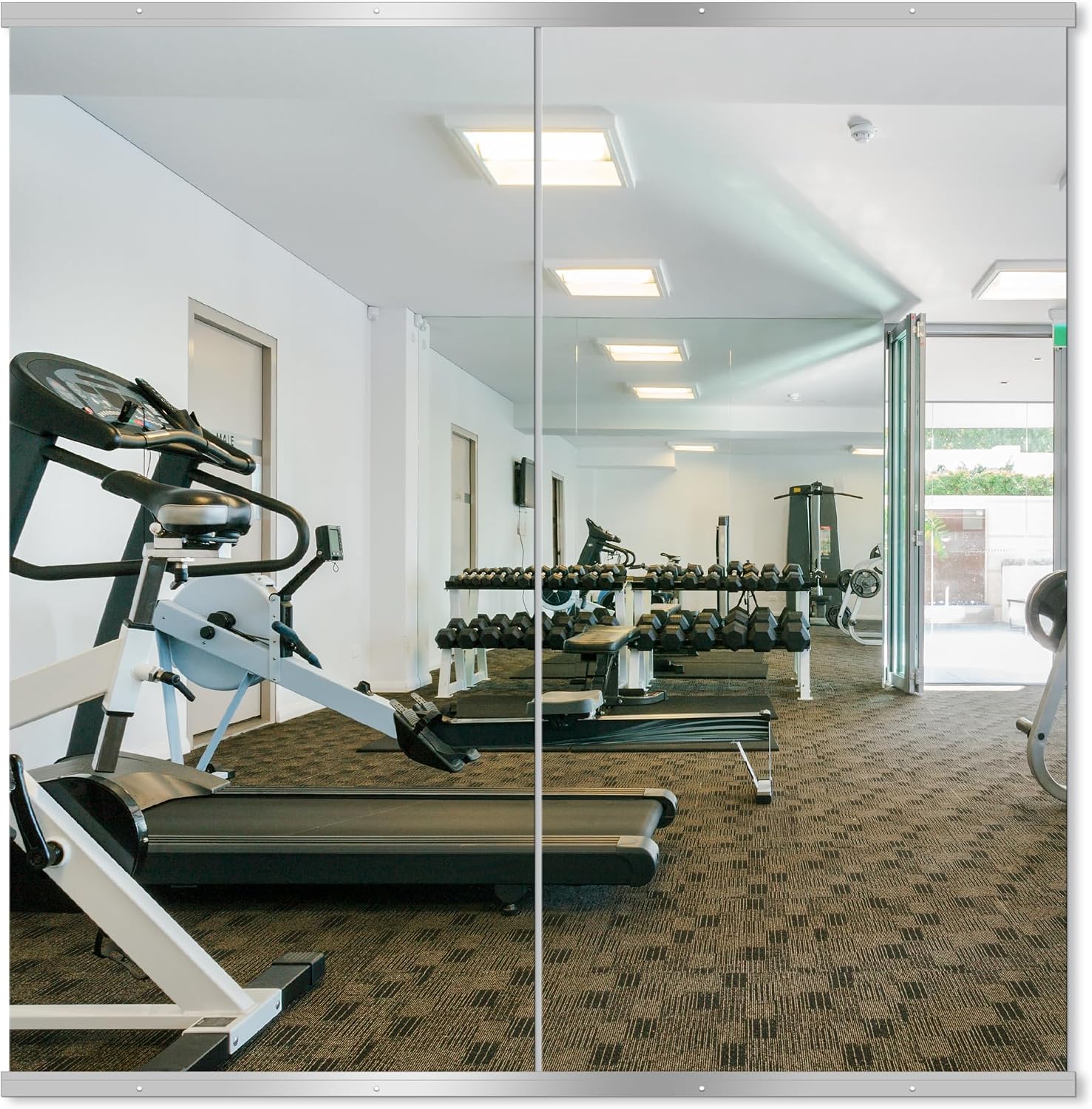 Delma Home Gym Mirror, 50''x25''x2PCS Silver Wall Mounted Large Frameless Tempered Glass Wall Mirror for Home Gym, Garage, Bedroom, Bathroom