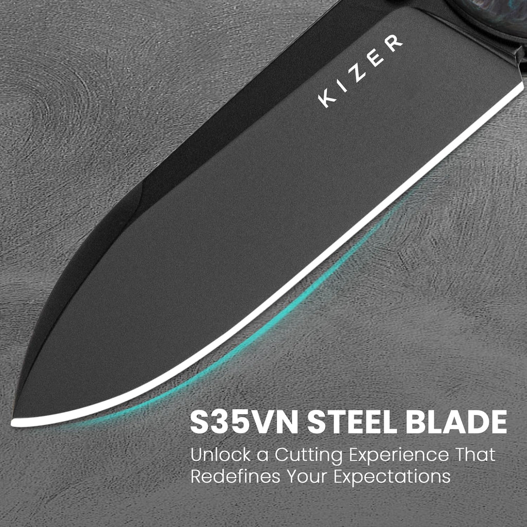 Kizer Drop Bear Pocket Knife, Folding Knife, 2.97 In S35VN Steel Blade, Fatcarbon Handle, Folding Pocket Knife, EDC knife, Ki3619A4