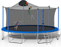 Evedy 16FT 14FT 12FT Trampoline Set with Swing, Slide, Basketball Hoop,Sports Fitness Trampolines with Enclosure Net