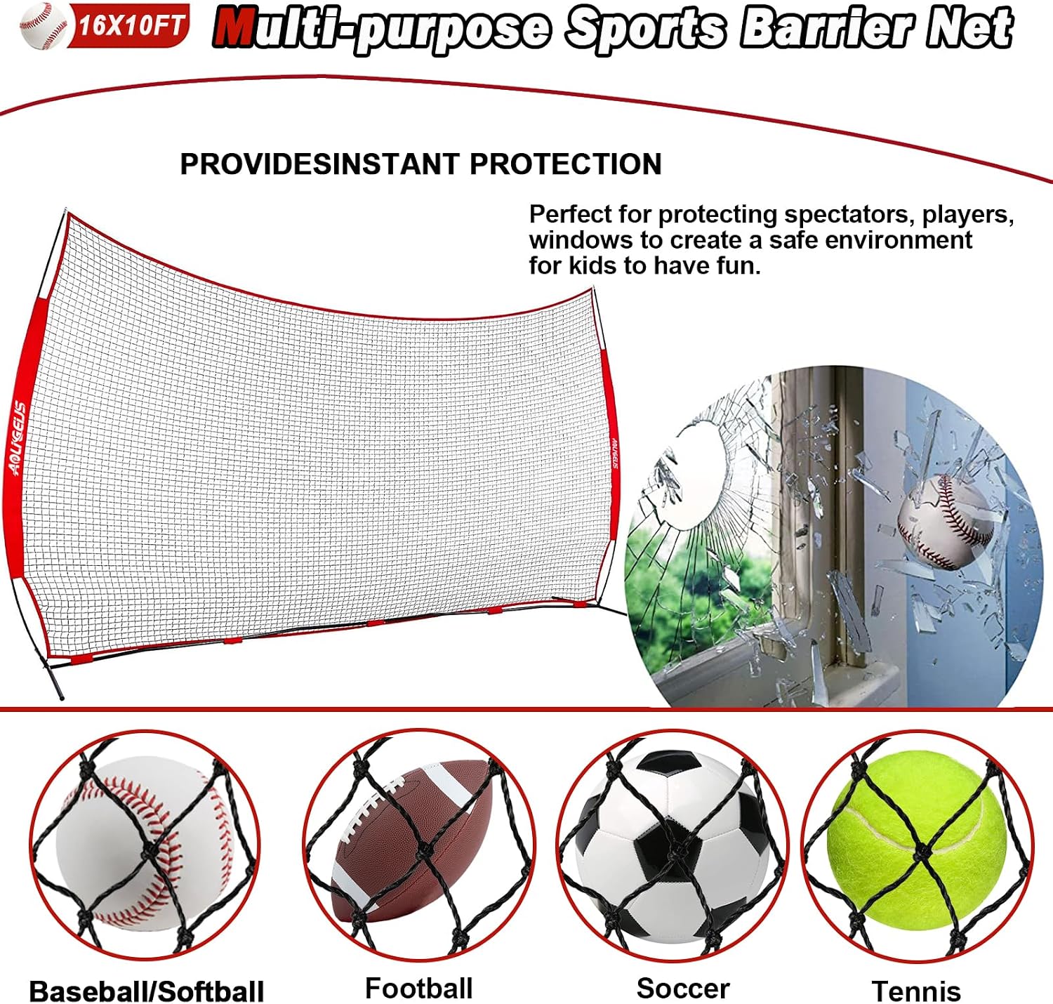 Sports Barrier Net,Sports Net,Barricade Backstop Net,Perfect for Baseball,Softball,Soccer, Basketball,Lacrosse