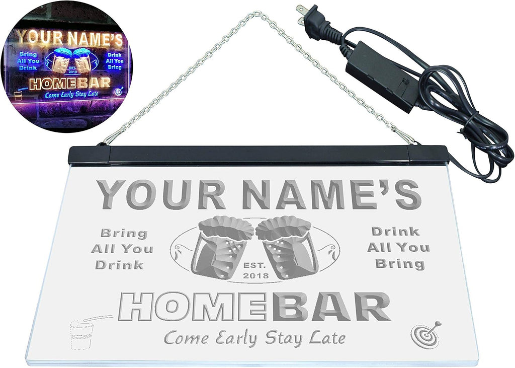 ADVPRO Personalized Your Name Custom Home Bar Beer Est. Year Dual Color LED Neon Sign Blue & Yellow 24 x 16 Inches st6s64-p-tm-by