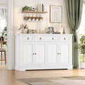 FINETONES Buffet Cabinet with Storage, 52.7' Large Sideboard Buffet Cabinet, White Kitchen Cabinet with 3 Drawers and 4 Doors, Wood Coffee Bar for Kitchen Dining Room, White