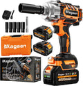 1500N.m Impact Wrench, 1/2' High Torque 1107ft-lbs Cordless Impact Gun with 2 x 4.0Ah Battery, 21V Power Impact Driver with 5 Sockets,LED Light,Electric Impact Truck RV Car Heavy Construction