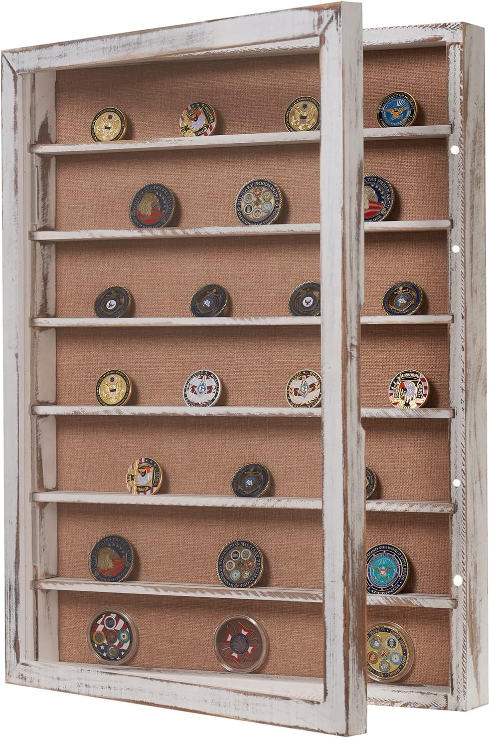 18x24 Shadow Box with Shelves and Magnetic Door, Oversized Shadow Boxes Display Cases with Detachable Shelves for Coins Medals Bouquet Figures Miniatures-Vintage White