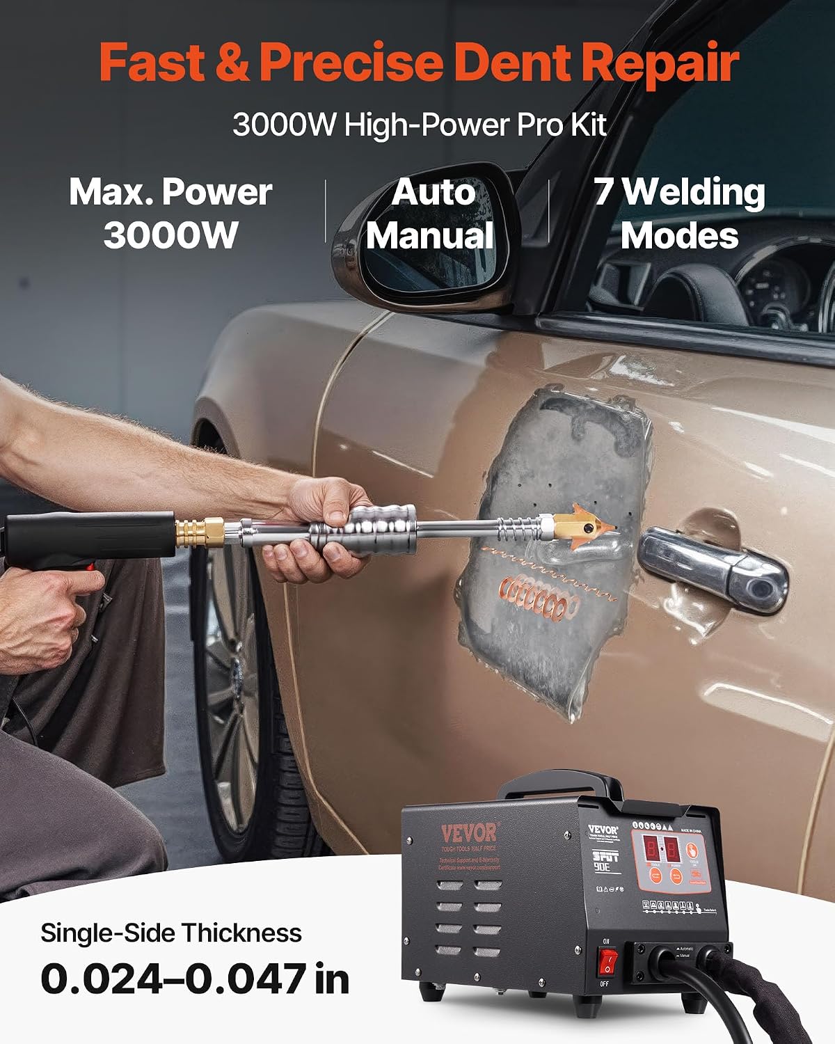 VEVOR 90E Stud Welder Dent Repair Kit, Professional Dent Removal with 110V Spot Welder and Slide Hammer Dent Puller for Auto Body Dent Repair