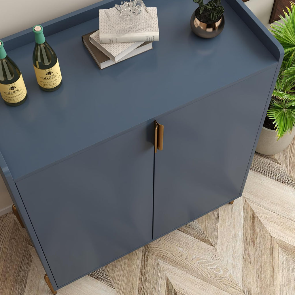39' Moisture-Resistant Freestanding Storage Cabinet, Kitchen Storage Bakers Rack with Adjustable Shelf, Utility Food Cupboard with Anti-Tipping Device for Kitchen Dining Living Room, Blue