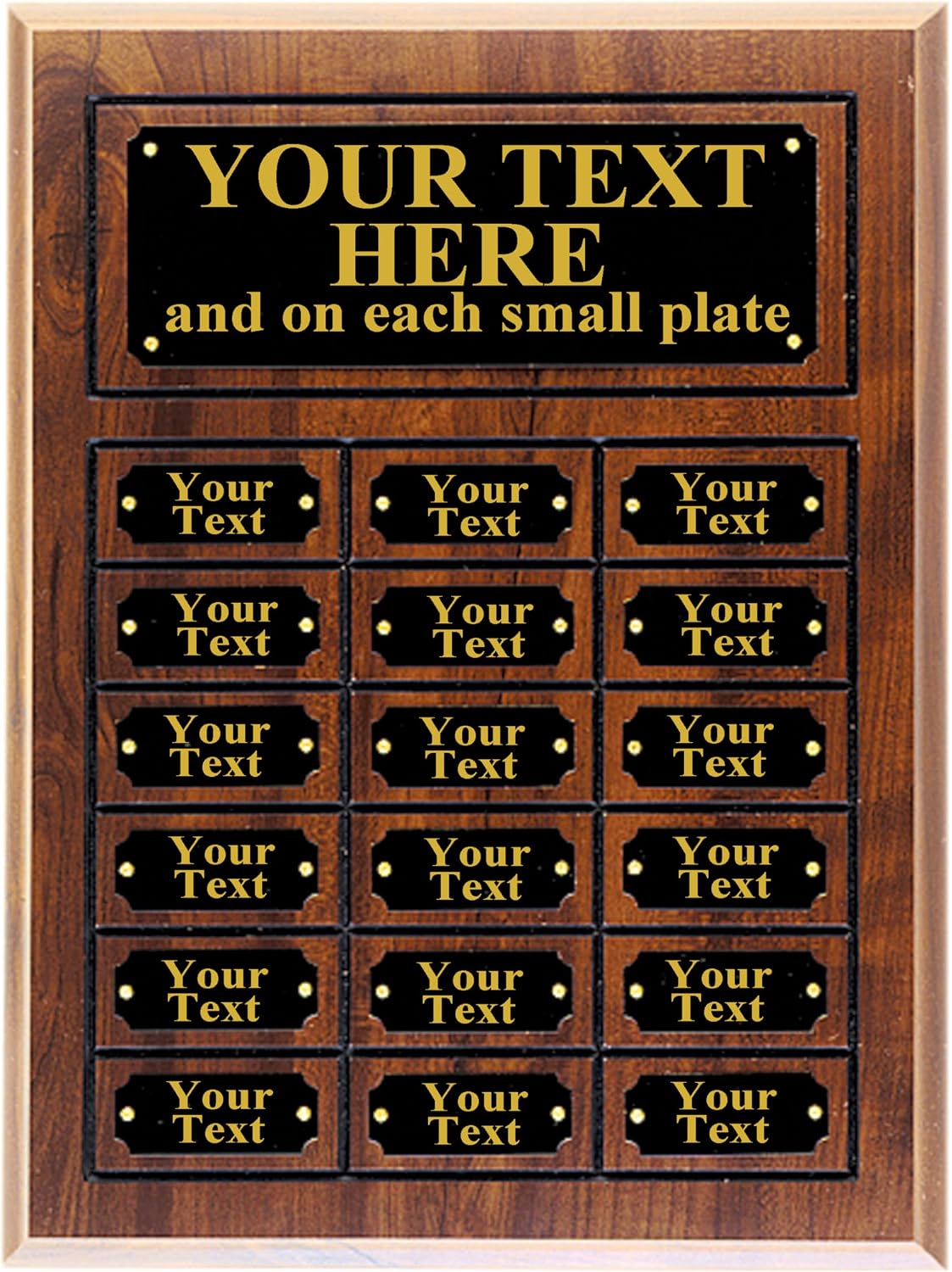 PW Engraving 11 3/4 X 15 3/4 Perpetual Plaque Award, 18 Multiple Name plate Board, 15.75' X 11.75', Trophy Award, Achievement Award, Sport Award, Ongoing Award, Employee Recognition